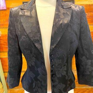 Jones New York Cropped Embroidered Glittery Blazer